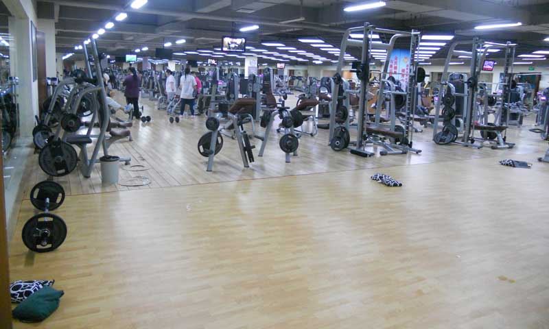 健身房塑膠地板圖片 健身房適用什么樣的塑膠運動地板